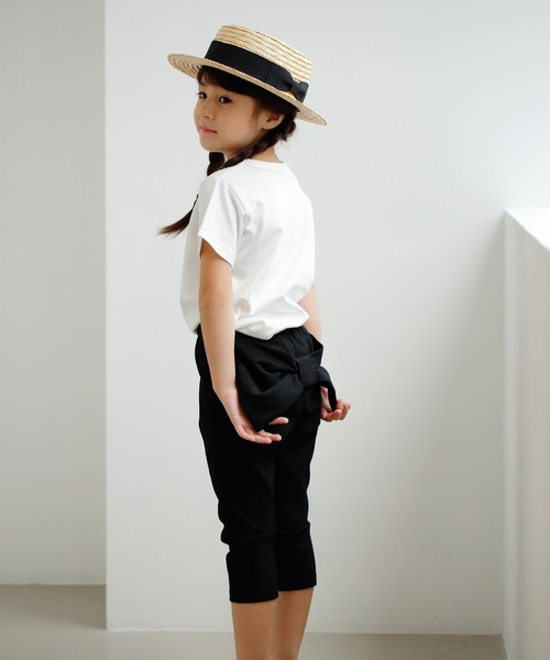 D.fesense（ディーフェセンス）の「【D.fesense /ディーフェセンス】デニムニットリボンパンツ（デニムパンツ・キッズ・ブラック/オフホワイト/インディゴブルー・80ｃｍ/90cm/110cm/100cm）」の4枚目の写真