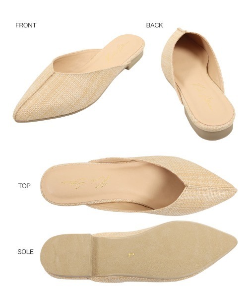 KOBE LETTUCE（コウベレタス）の「シンセーシームポインテッドトゥフラットミュールサンダル（サンダル・レディース・ホワイト/ブラック/カーキ/ベージュ系その他/キャメル・LL/S/M/L）」の7枚目の写真