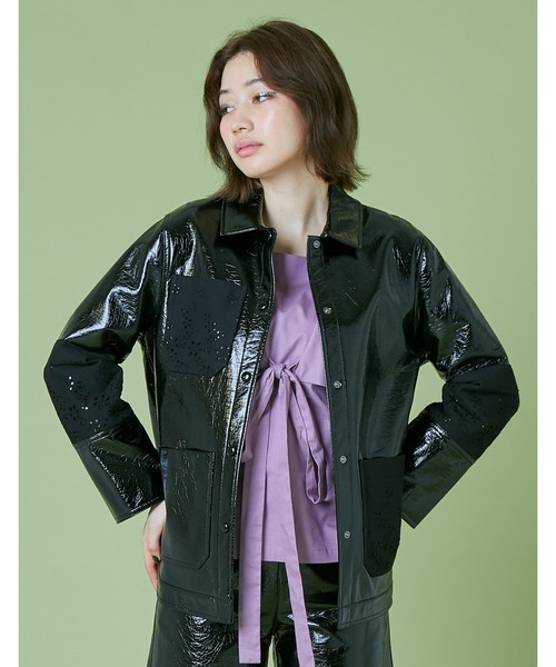 Little sunny bite(リトルサニーバイト)の「Synthetic leather jacket(その他アウター・レディース・ホワイト/グリーン/パープル/ブラック・SMALL/MEDIUM)」の2枚目の写真