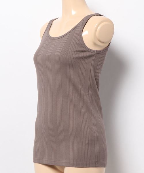 DouDou（ドゥドゥ）の「ランダムテレコタンク（タンクトップ・レディース・オフホワイト/モカ/グレー系その他/グレイッシュベージュ・FREE）」の5枚目の写真