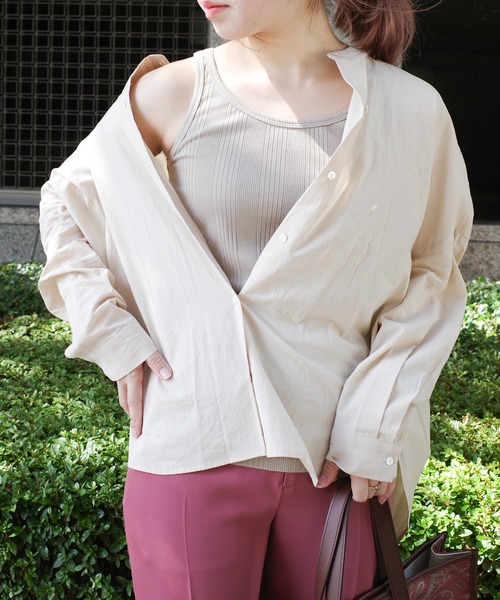 DouDou（ドゥドゥ）の「ランダムテレコタンク（タンクトップ・レディース・オフホワイト/モカ/グレー系その他/グレイッシュベージュ・FREE）」の14枚目の写真