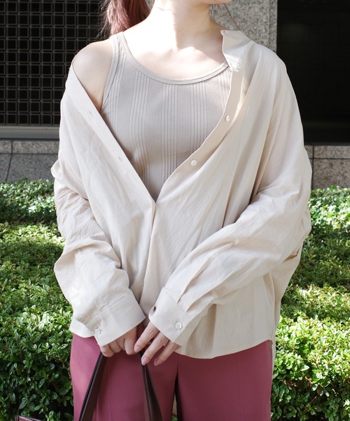 DouDou（ドゥドゥ）の「ランダムテレコタンク（タンクトップ・レディース・オフホワイト/モカ/グレー系その他/グレイッシュベージュ・FREE）」の13枚目の写真