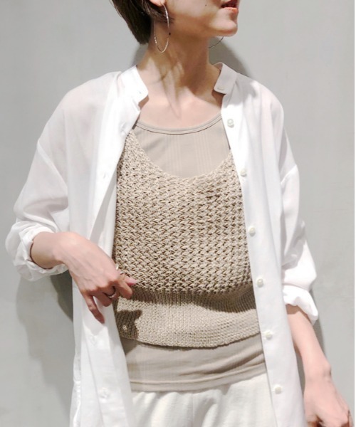 DouDou（ドゥドゥ）の「ランダムテレコタンク（タンクトップ・レディース・オフホワイト/モカ/グレー系その他/グレイッシュベージュ・FREE）」の18枚目の写真