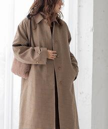 coen | チェック柄ステンカラーコート#(ステンカラーコート)