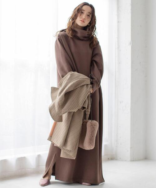 coen（コーエン）の「チェック柄ステンカラーコート#（ステンカラーコート・レディース・ベージュ/ブラウン・FREE）」の15枚目の写真