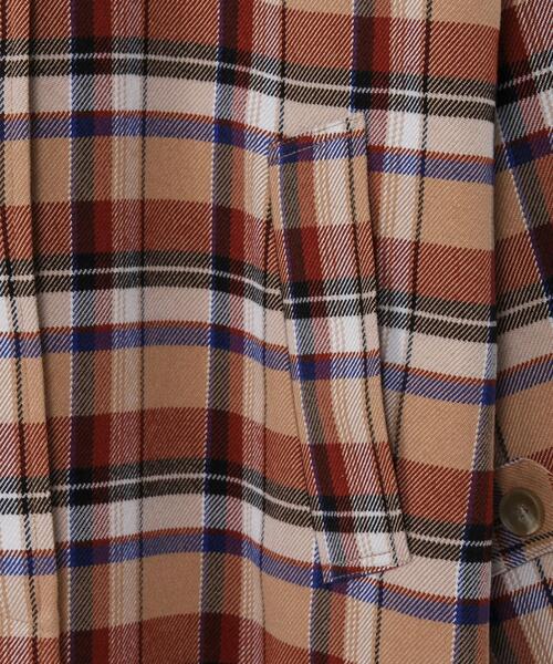 coen（コーエン）の「チェック柄ステンカラーコート#（ステンカラーコート・レディース・ベージュ/ブラウン・FREE）」の8枚目の写真