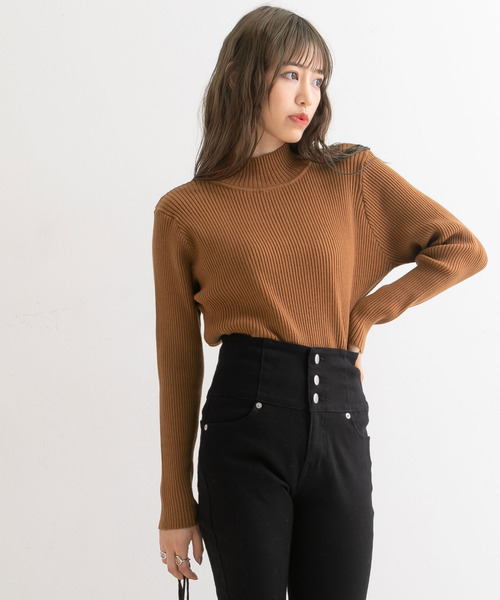 Newlyme（ニューリーミー）の「タートルネックリブニットプルオーバー（ニット/セーター・レディース・ブラック/ベージュ/パープル/グリーン/アイボリー/ボルドー/キャメル/ブラウン/セージグリーン/ブルー・MEDIUM/LARGE/X-LARGE/SMALL）」の11枚目の写真