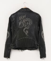 【mgk着用】 DIESEL ライダースジャケット マルチパッチ　スタッズ mgk着用】 DIESEL ライダースジャケット マルチパッチ スタッズ