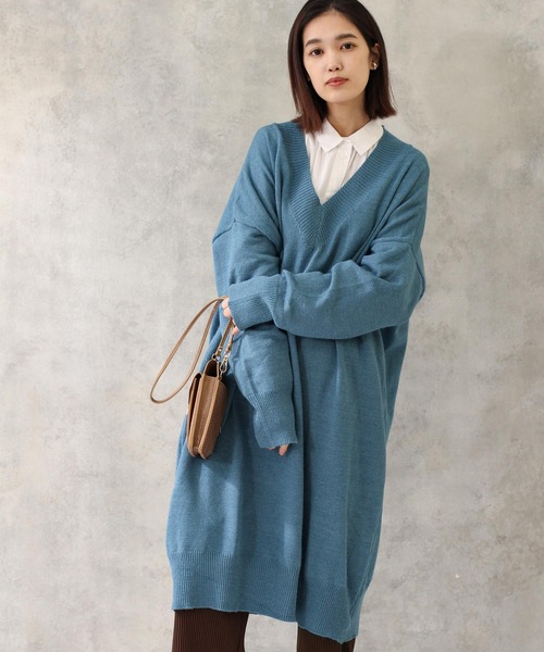セール Vネックニットチュニックワンピース ニット セーター Gready Brilliant グレディブリリアン のファッション通販 Zozotown