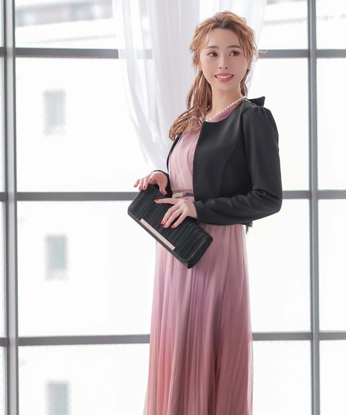 Retica(レティカ)の「ボレロ 結婚式 ショート丈 長袖 Uネック ノーカラー ジャケット フォーマル 二次会 パーティー お呼ばれ 入園式 入学式(カーディガン/ボレロ・レディース・ブラック/ホワイト・M)」の8枚目の写真