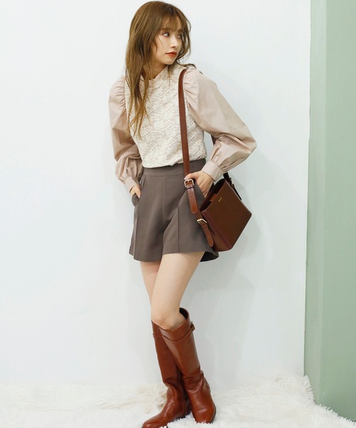 one after another NICE CLAUP（ワンアフターアナザーナイスクラップ）の「ジャガー パフスリーブプルオーバー（Tシャツ/カットソー・レディース・ブラック/ベージュ/モカ/ブラック系その他・FREE）」の7枚目の写真