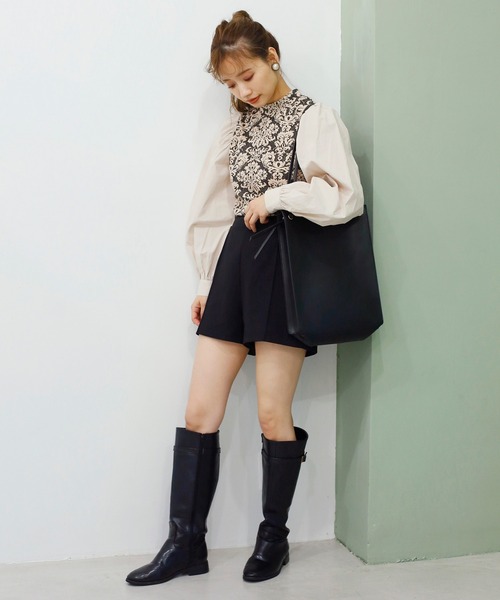 one after another NICE CLAUP（ワンアフターアナザーナイスクラップ）の「ジャガー パフスリーブプルオーバー（Tシャツ/カットソー・レディース・ブラック/ベージュ/モカ/ブラック系その他・FREE）」の10枚目の写真