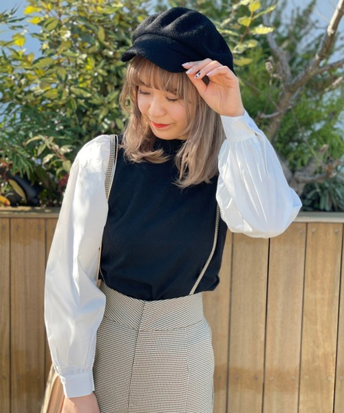 one after another NICE CLAUP（ワンアフターアナザーナイスクラップ）の「ジャガー パフスリーブプルオーバー（Tシャツ/カットソー・レディース・ブラック/ベージュ/モカ/ブラック系その他・FREE）」の8枚目の写真