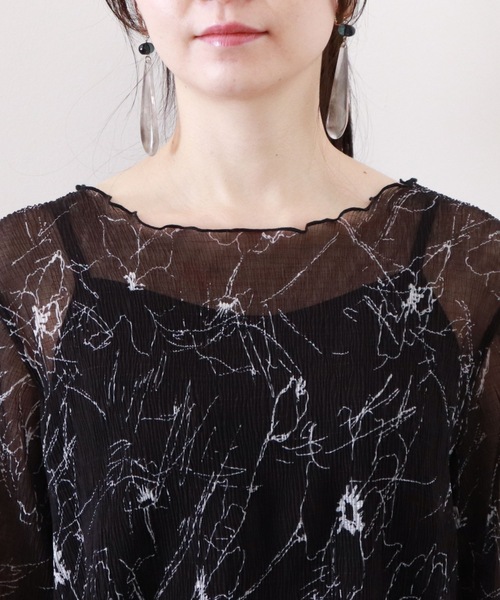 archives(アルシーヴ)の「花柄シアー楊柳プルオーバー(シャツ/ブラウス・レディース・オフホワイト/ブラック/ベージュ・MEDIUM)」の15枚目の写真