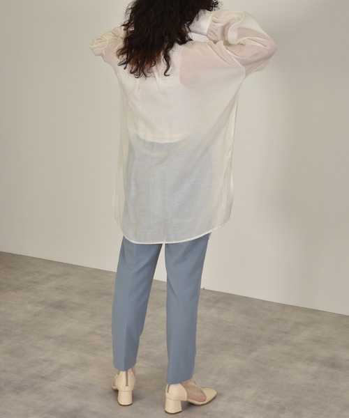 w closet（ダブルクローゼット）の「ボリューム袖シアーチャイナシャツ（シャツ/ブラウス・レディース・オレンジ/アイボリー/ライム・FREE）」の10枚目の写真