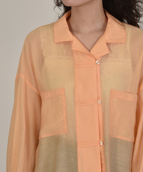 w closet（ダブルクローゼット）の「ボリューム袖シアーチャイナシャツ（シャツ/ブラウス・レディース・オレンジ/アイボリー/ライム・FREE）」の11枚目の写真