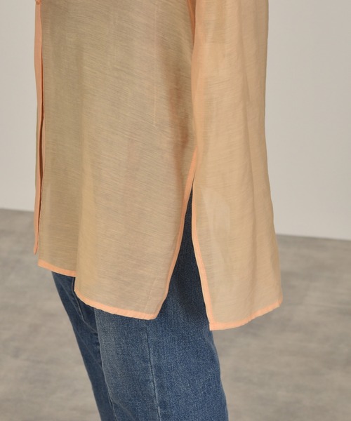 w closet（ダブルクローゼット）の「ボリューム袖シアーチャイナシャツ（シャツ/ブラウス・レディース・オレンジ/アイボリー/ライム・FREE）」の16枚目の写真