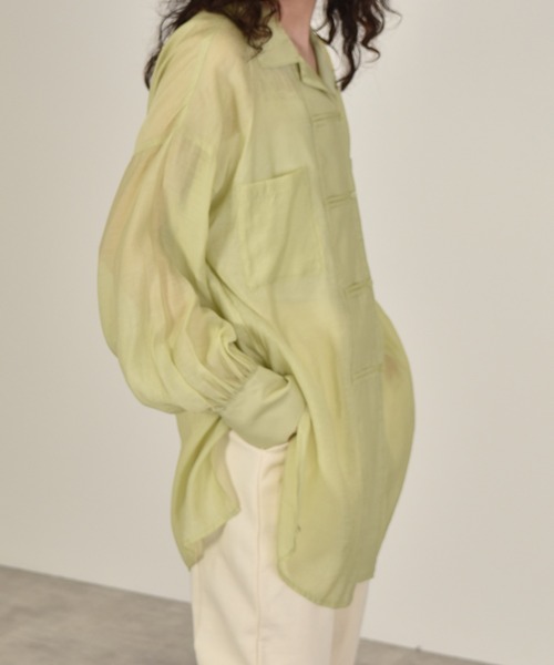 w closet（ダブルクローゼット）の「ボリューム袖シアーチャイナシャツ（シャツ/ブラウス・レディース・オレンジ/アイボリー/ライム・FREE）」の12枚目の写真
