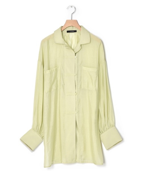 w closet（ダブルクローゼット）の「ボリューム袖シアーチャイナシャツ（シャツ/ブラウス・レディース・オレンジ/アイボリー/ライム・FREE）」の8枚目の写真