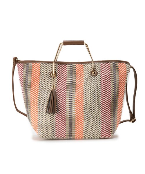 セール 人気急上昇 インスタライブ紹介 マルチストライプppタッセル2wayトート トートバッグ Grove グローブ のファッション通販 Zozotown
