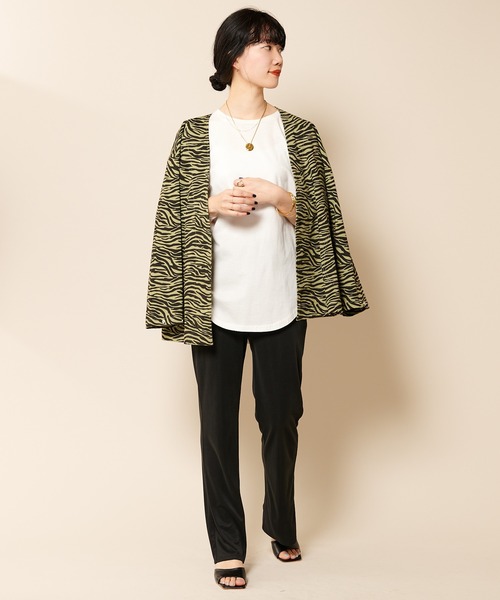 SHENERY（シーナリー）の「ゼブラプリントジャケット（ブルゾン・レディース・オフホワイト/グリーン・FREE）」の7枚目の写真