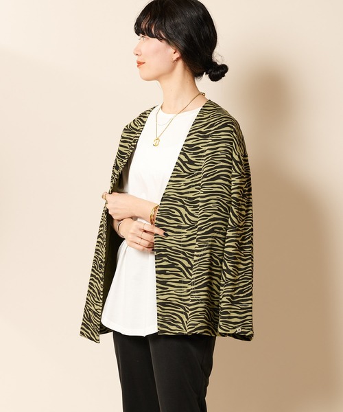 SHENERY（シーナリー）の「ゼブラプリントジャケット（ブルゾン・レディース・オフホワイト/グリーン・FREE）」の20枚目の写真