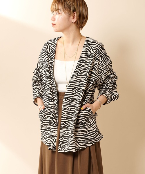 SHENERY（シーナリー）の「ゼブラプリントジャケット（ブルゾン・レディース・オフホワイト/グリーン・FREE）」の15枚目の写真