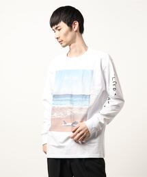【Bl】サーフプリント長袖Tシャツ 天竺