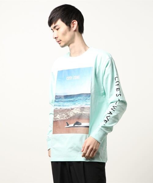 ARCHIVER(アーカイバ)の「【Bl】サーフプリント長袖Tシャツ 天竺(Tシャツ/カットソー・メンズ・グレー/ホワイト/ブラック/グリーン・LARGE/MEDIUM)」の4枚目の写真