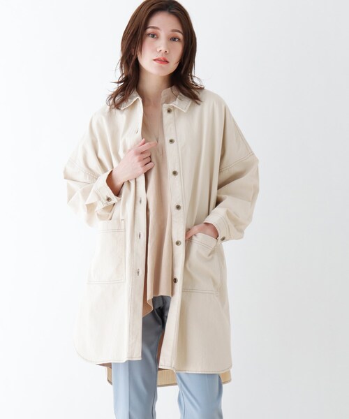 SHOO・LA・RUE(シューラルー)の「◆ポケットつきカバーオール(ミリタリージャケット・レディース・ライトブルー/カーキ/ライトベージュ・02/03/04)」の2枚目の写真