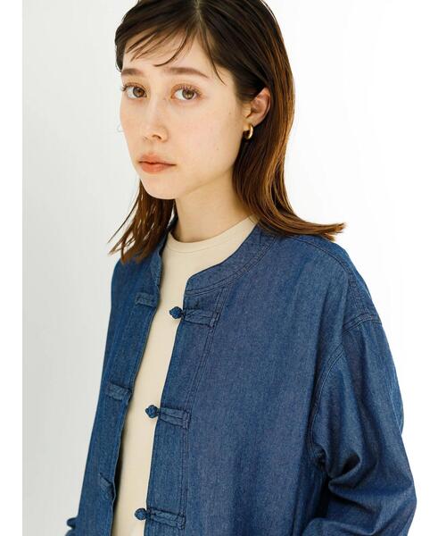 koe（コエ）の「チャイナシャツジャケット*（シャツ/ブラウス・レディース・インディゴブルー/ホワイト系その他2/ブルー系その他2・M/L）」の13枚目の写真