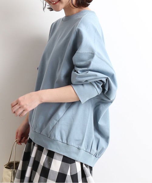 SLOBE IENA（スローブイエナ）の「ベビーコットン ミニ裏毛プルオーバー【手洗い可能】◆（Tシャツ/カットソー・レディース・ホワイト/ライトグレー/サックスブルー/グリーン・FREE）」の4枚目の写真