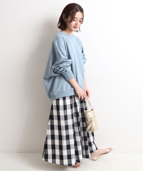 SLOBE IENA（スローブイエナ）の「ベビーコットン ミニ裏毛プルオーバー【手洗い可能】◆（Tシャツ/カットソー・レディース・ホワイト/ライトグレー/サックスブルー/グリーン・FREE）」の12枚目の写真