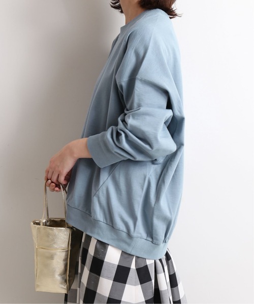 SLOBE IENA（スローブイエナ）の「ベビーコットン ミニ裏毛プルオーバー【手洗い可能】◆（Tシャツ/カットソー・レディース・ホワイト/ライトグレー/サックスブルー/グリーン・FREE）」の10枚目の写真