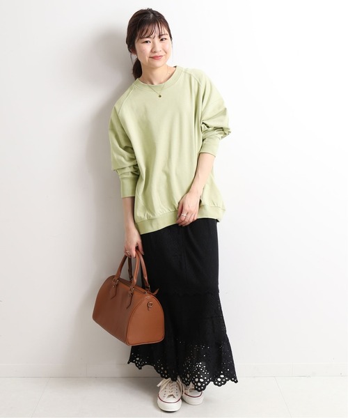 SLOBE IENA（スローブイエナ）の「ベビーコットン ミニ裏毛プルオーバー【手洗い可能】◆（Tシャツ/カットソー・レディース・ホワイト/ライトグレー/サックスブルー/グリーン・FREE）」の19枚目の写真