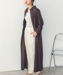 【WEB限定/別注】フレンチリネンブレンド ロング丈オーバーシャツワンピース