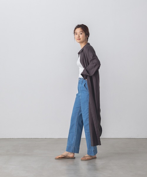 hunch（ハンチ）の「【WEB限定/別注】フレンチリネンブレンド ロング丈オーバーシャツワンピース（シャツワンピース・レディース・ライトベージュ/モカ/チャコール・FREE）」の13枚目の写真