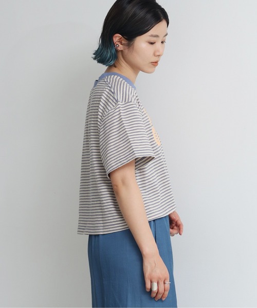 nitca（ニトカ）の「クスミボーダー　チビT（Tシャツ/カットソー・レディース・ブルー・FREE）」の3枚目の写真