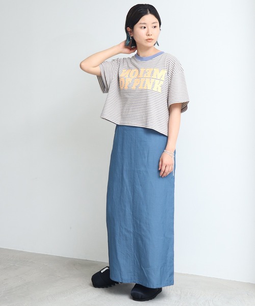 nitca（ニトカ）の「クスミボーダー　チビT（Tシャツ/カットソー・レディース・ブルー・FREE）」の5枚目の写真