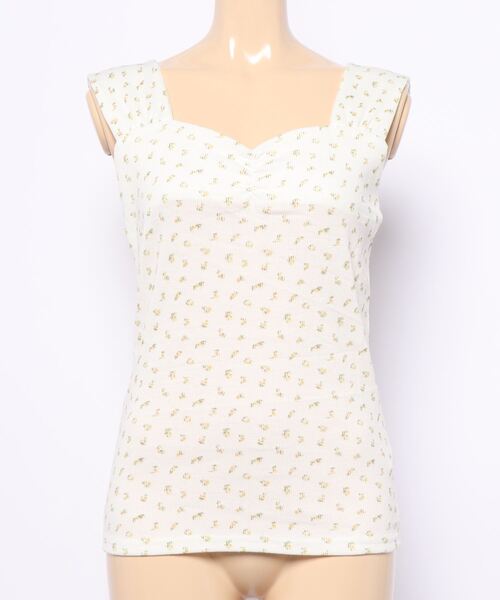 ehka sopo(エヘカソポ)の「小花柄テレコタンクトップ(タンクトップ・レディース・グレー/オフホワイト/キナリ・フリ-)」の2枚目の写真