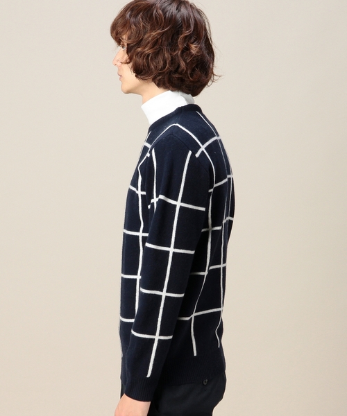 BEAUTY&YOUTH UNITED ARROWS（ビューティーアンドユースユナイテッドアローズ）の「BY ウィンドペン クルーネック ニット（ニット/セーター・メンズ・ホワイト/ネイビー・MEDIUM/LARGE/SMALL/X-LARGE）」の5枚目の写真