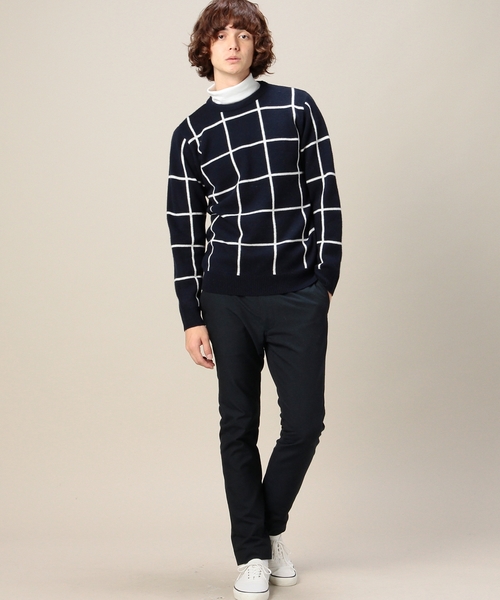 BEAUTY&YOUTH UNITED ARROWS（ビューティーアンドユースユナイテッドアローズ）の「BY ウィンドペン クルーネック ニット（ニット/セーター・メンズ・ホワイト/ネイビー・MEDIUM/LARGE/SMALL/X-LARGE）」の6枚目の写真