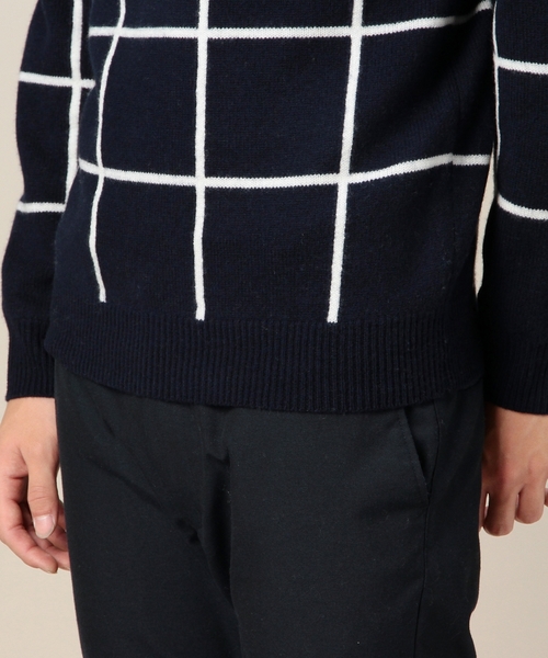 BEAUTY&YOUTH UNITED ARROWS（ビューティーアンドユースユナイテッドアローズ）の「BY ウィンドペン クルーネック ニット（ニット/セーター・メンズ・ホワイト/ネイビー・MEDIUM/LARGE/SMALL/X-LARGE）」の9枚目の写真