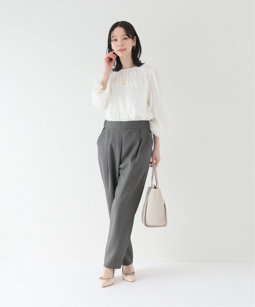 Simplicite(サンプリシテ)の「スラブツイルテーパードパンツ(スラックス・レディース・チャコールグレー/ベージュ・FREE)」の13枚目の写真