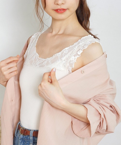 Crisp（クリスプ）の「レーストップタンク（タンクトップ・レディース・ブラウン/グレー/アイボリー・FREE）」の5枚目の写真