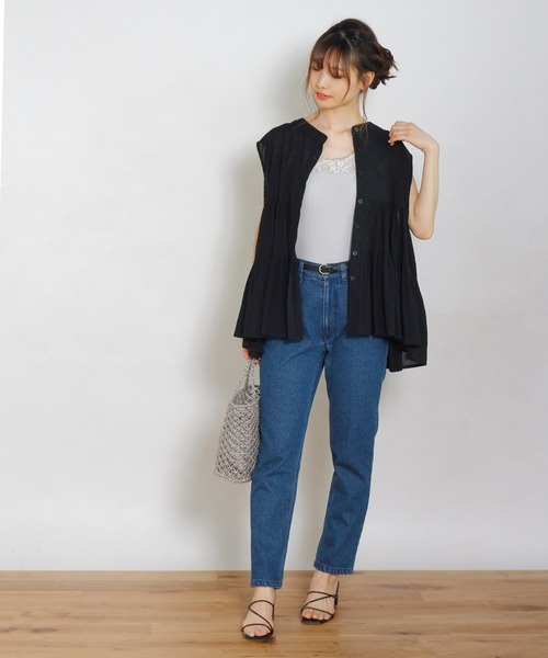 Crisp（クリスプ）の「レーストップタンク（タンクトップ・レディース・ブラウン/グレー/アイボリー・FREE）」の6枚目の写真