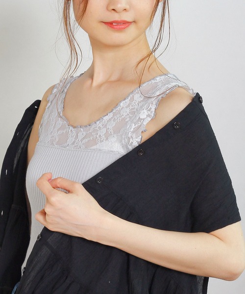 Crisp（クリスプ）の「レーストップタンク（タンクトップ・レディース・ブラウン/グレー/アイボリー・FREE）」の7枚目の写真