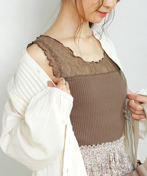 Crisp（クリスプ）の「レーストップタンク（タンクトップ・レディース・ブラウン/グレー/アイボリー・FREE）」の11枚目の写真