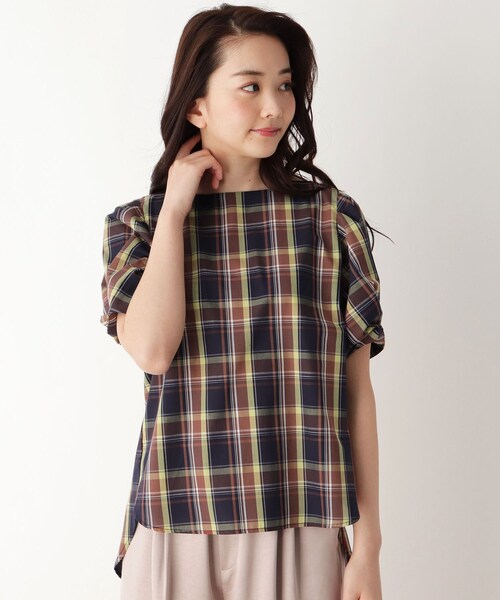 pink adobe(ピンクアドベ)の「◆【M-3L】ブロード袖タック ブラウス(シャツ/ブラウス・レディース・オフホワイト/ブラック系1/ネイビー系1/ネイビー系2・44/40/38/42)」の3枚目の写真