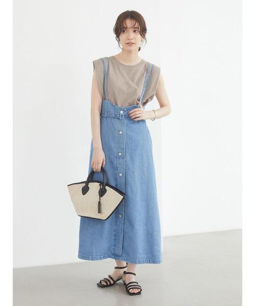 Sugar spoon（シュガースプーン）の「・SUGAR SPOON デニムベルトツキジャンスカ＊（ジャンパースカート・レディース・ライトインディゴブルー/ブラック/ワンウォッシュ・FREE）」の4枚目の写真